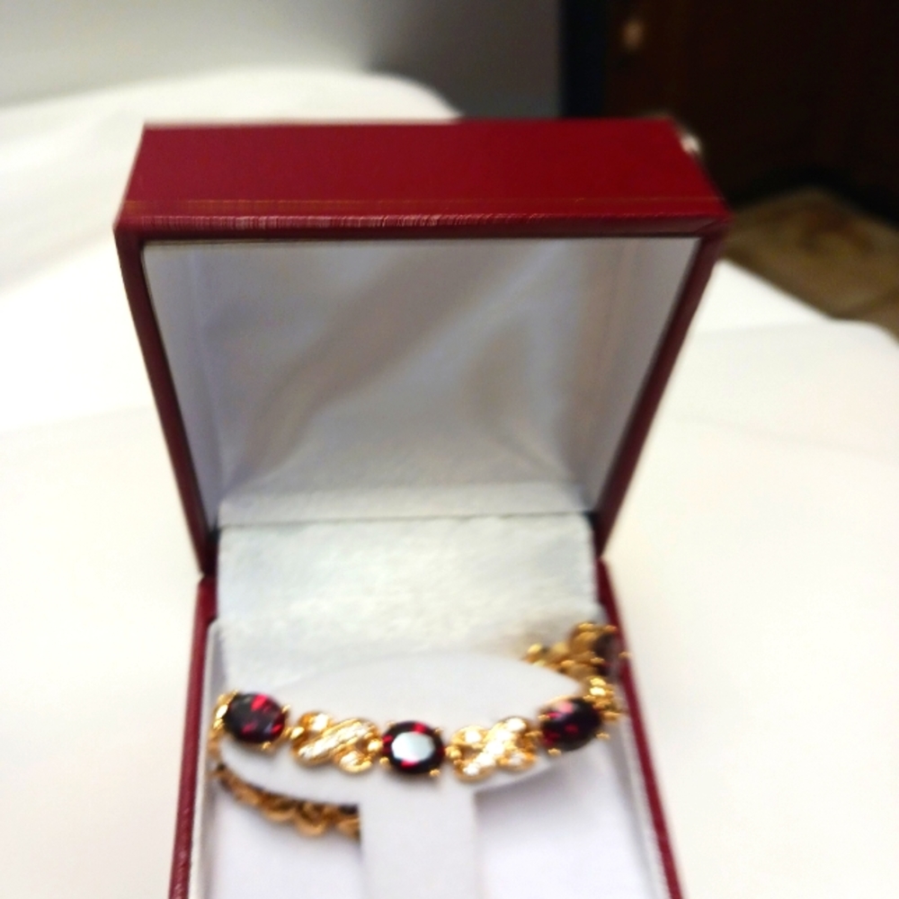 Fine Costume Ruby & Diamonds Bracelet with Clasp Closure - NWOT